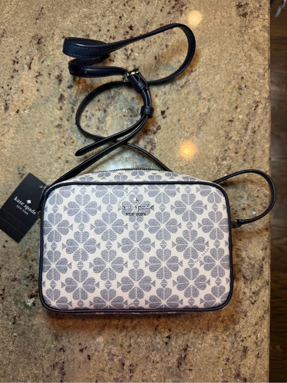 kate spade Black & White Floral Pattern Crossbody Bag